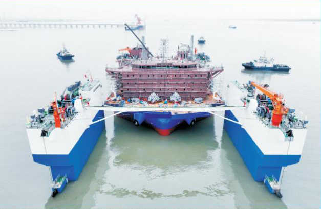 大津重工造1800噸風(fēng)電安裝平臺使用我司阻尼涂料、自流平甲板敷料